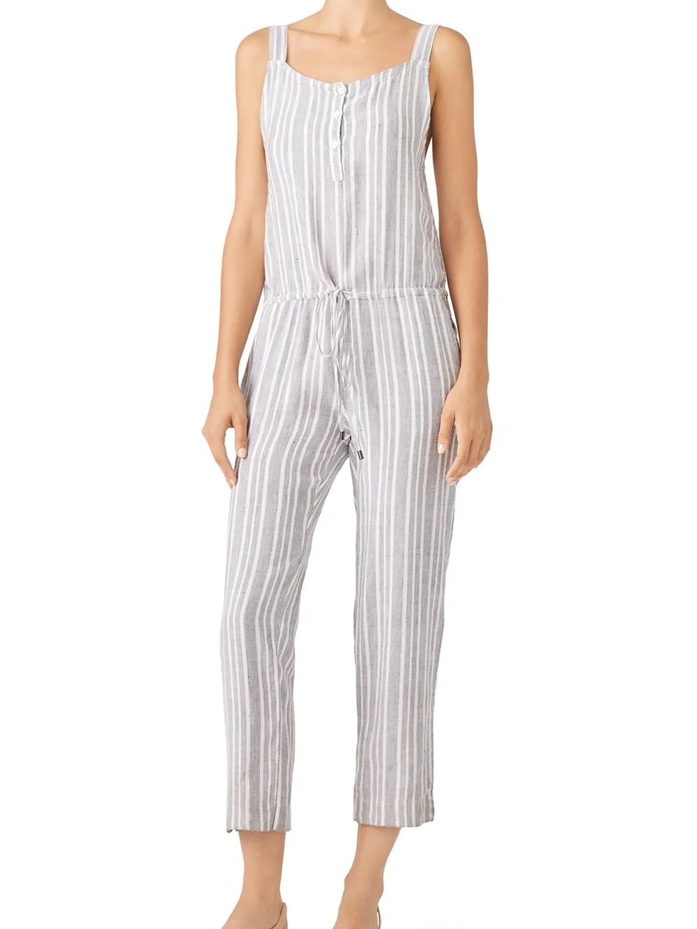 Rails Brooklyn Caldas Sleeveless Jumpsuit Light Gray & White Sz S